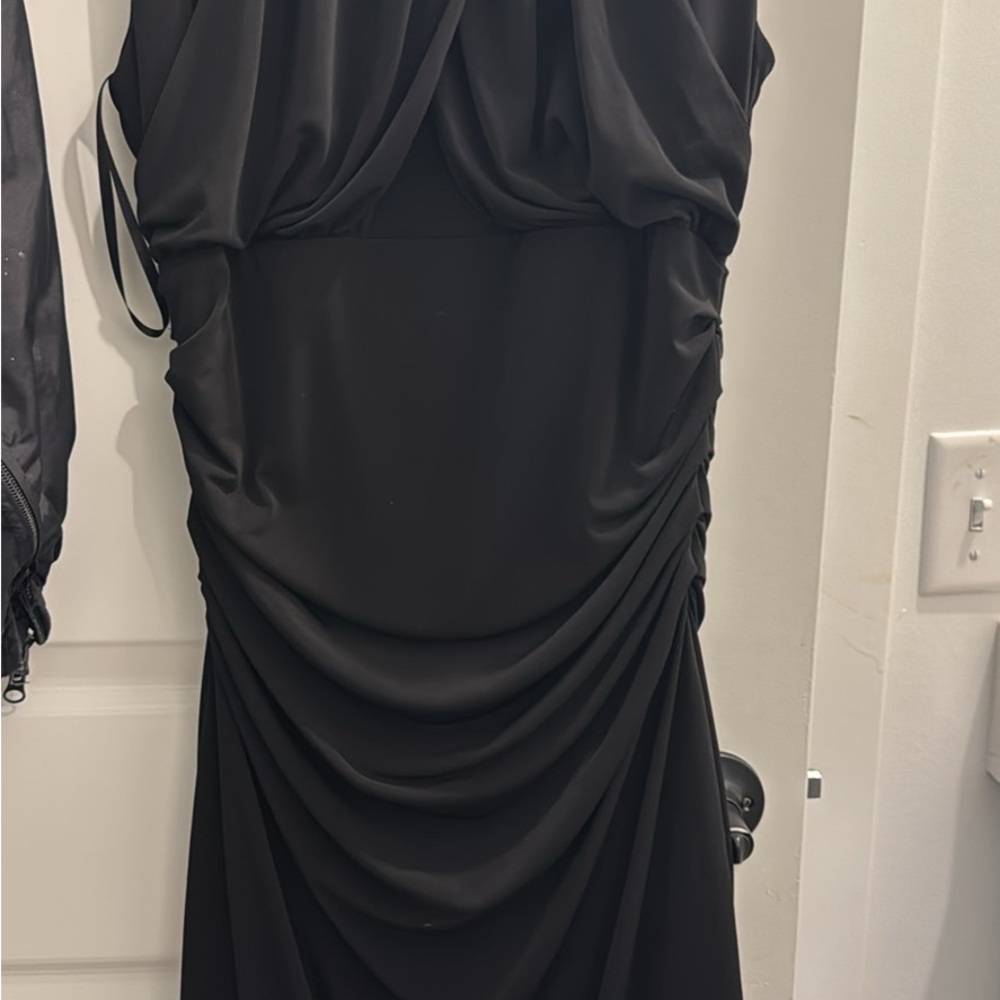 Ann Taylor Black Ruched Bodycon Dress